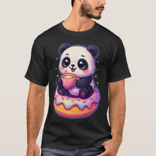 Camiseta Dona de café de panda divertido Kawaii animal lind