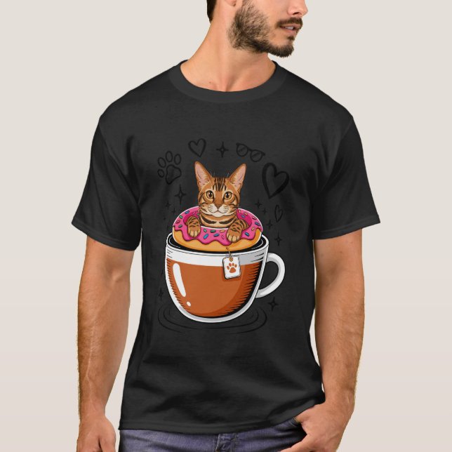 Camiseta Dona de café gato de Bengala (Anverso)