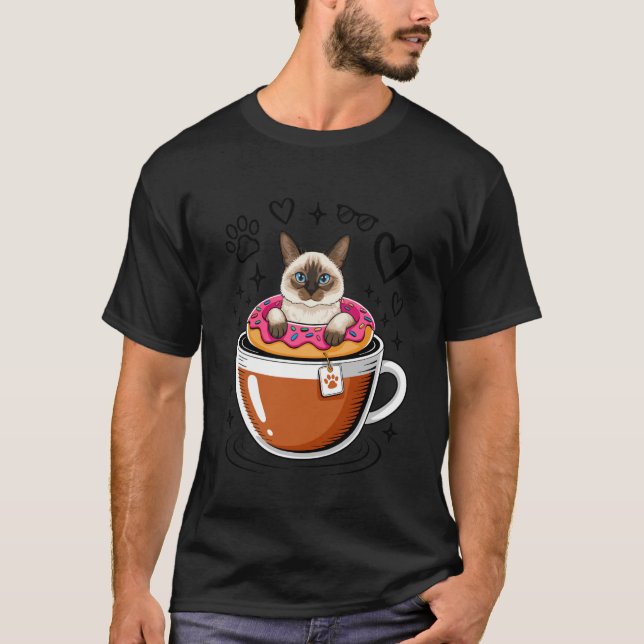 Camiseta Dona de gato balinés de café (Anverso)