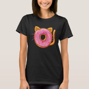 Camiseta Dona de Gato Bonito Rosado Brillante Donas Frias