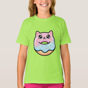 Camiseta Dona de gato kawaii lindo con sprinkles y cara son