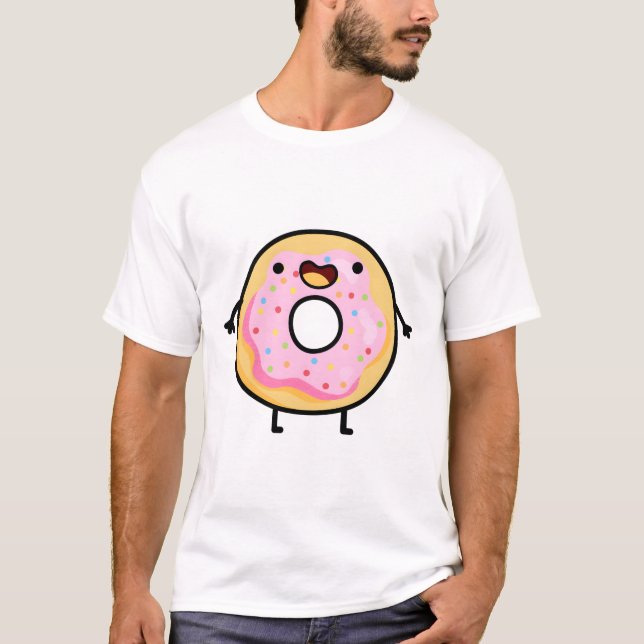 Camiseta Dona espolvoreada rosa Kawaii (Anverso)