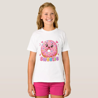 Camiseta Dona Rosada Kawaii Linda - Donut de Sprinkles Dulc