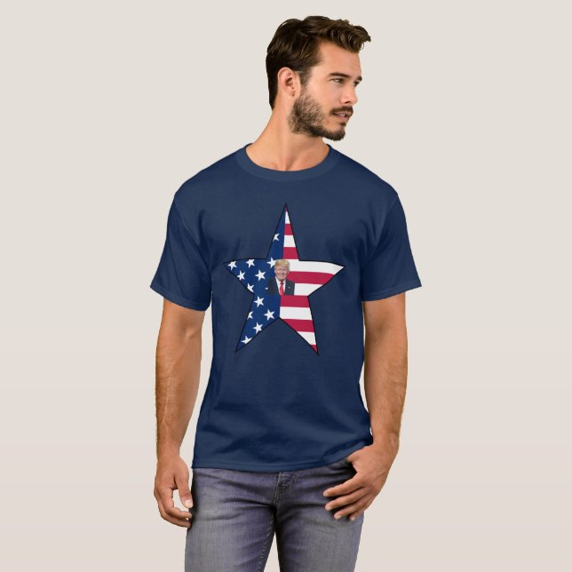 Camiseta Donald J. Trump~ Presidente~ Bandera de Estados Un (Anverso completo)