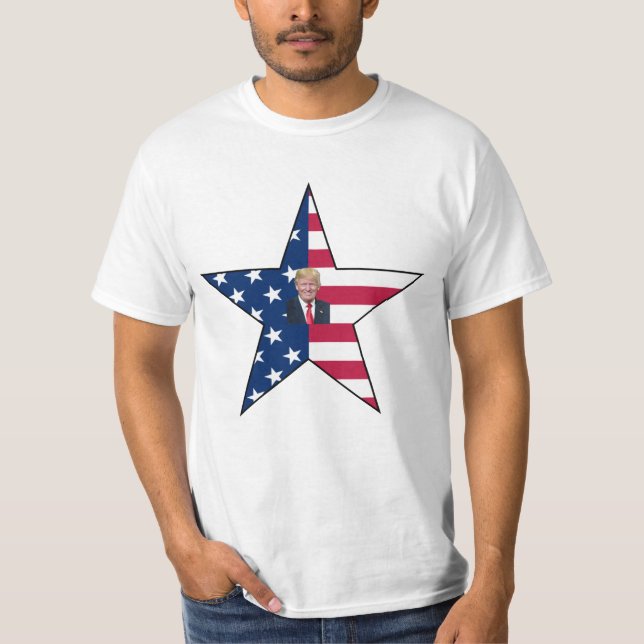 Camiseta Donald J. Trump~ Presidente~ Bandera estadounidens (Anverso)