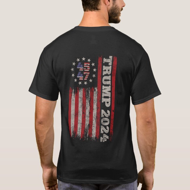 Camiseta Donald Trump 2024 Elecciones 45 47 Bandera estadou (Reverso)