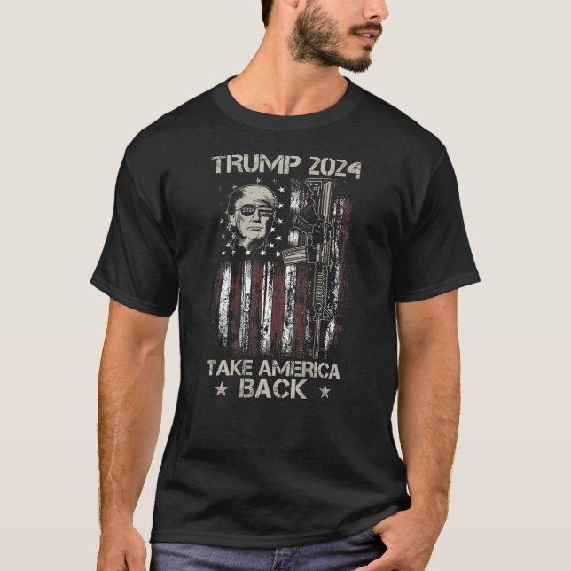 Camiseta Donald Trump 2024 recuperó la bandera estadouniden (Anverso)