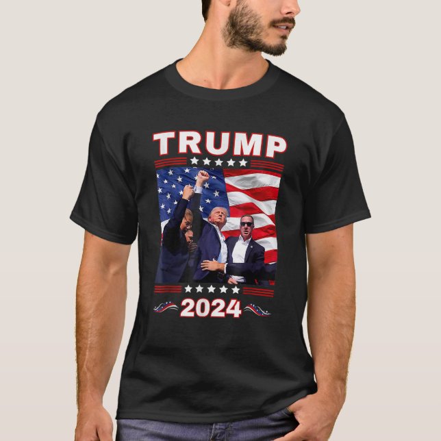 Camiseta Donald Trump 2024 recuperó la bandera estadouniden (Anverso)