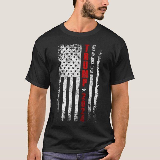 Camiseta Donald Trump 2024 recuperó la bandera estadouniden (Anverso)