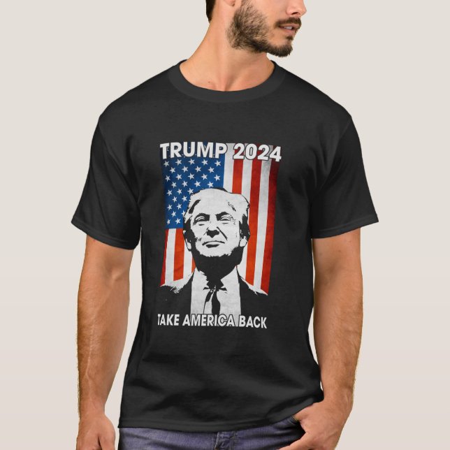 Camiseta Donald Trump 2024 recuperó la bandera estadouniden (Anverso)