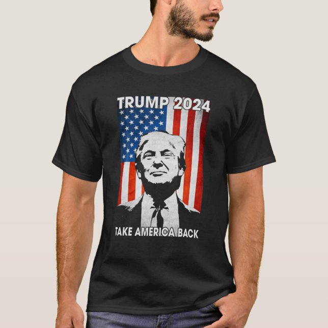 Camiseta Donald Trump 2024 recuperó la bandera estadouniden (Anverso)