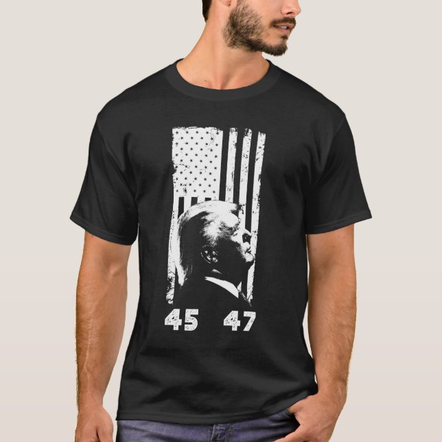 Camiseta Donald Trump 45 47 - Bandera estadounidense Trump  (Anverso)
