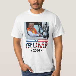 Camiseta Donald Trump en el equipo de camiones de basura