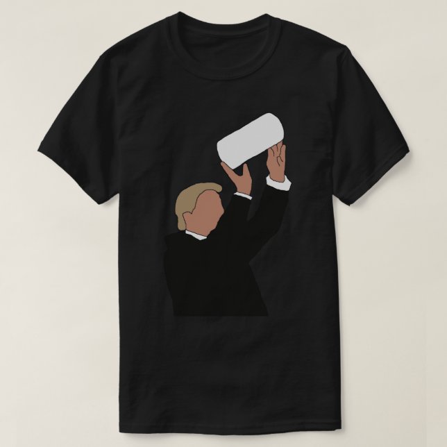 Camiseta Donald Trump lanza toallas de papel Pegatina (Diseño del anverso)