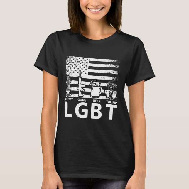 Camiseta Donald Trump Lgbt Liberty Guns Beer (Anverso)