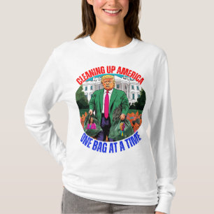 CAMISETA DONALD TRUMP LIMPIANDO A ESTADOS UNIDOS UNA BOLSA