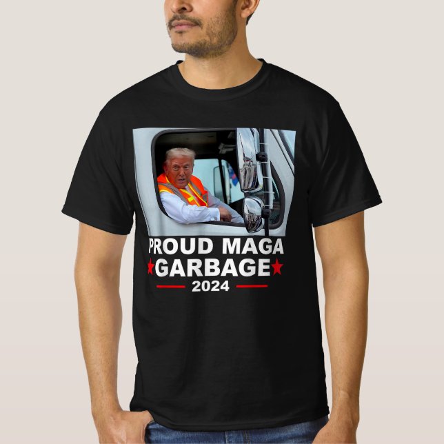 Camiseta Donald Trump monta en camión de basura Orgulloso M (Anverso)