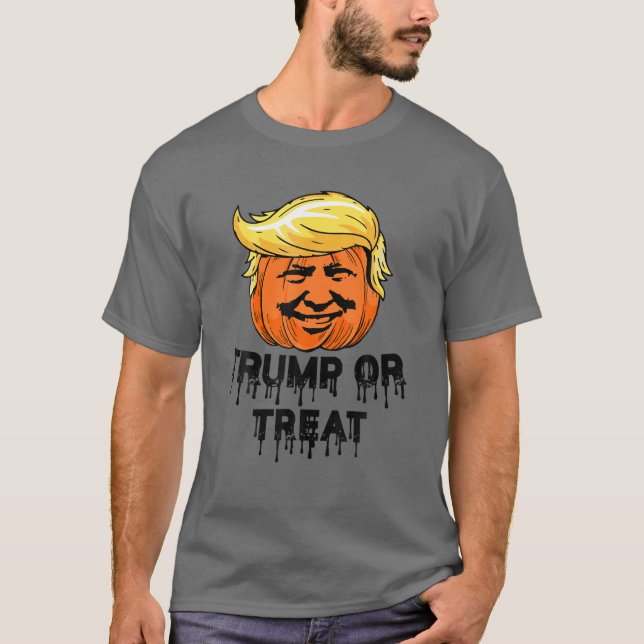 Camiseta Donald Trump O Trate La Calabaza Asustada En Hallo (Anverso)