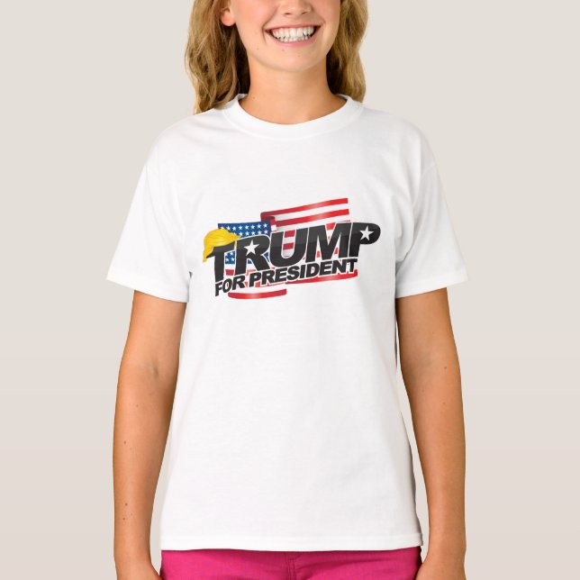 Camiseta Donald Trump para presidente (con pelo) Tee (Anverso)