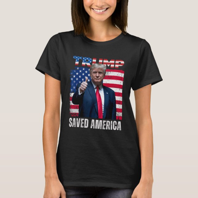 Camiseta Donald Trump salvó a Estados Unidos 47° toma de ma (Anverso)