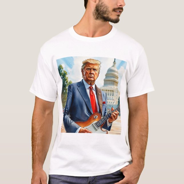 Camiseta Donald Trump tocando guitarra eléctrica en el Capi (Anverso)