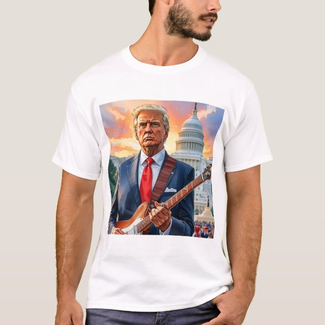 Camiseta Donald Trump tocando guitarra eléctrica en el Capi (Anverso)