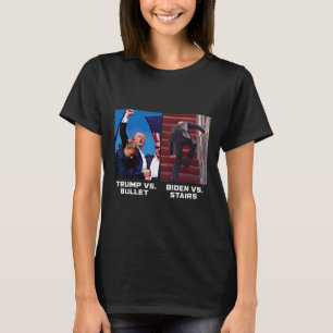 Camiseta Donald Trump vs. Bullet Biden vs Stairs Funny Trum