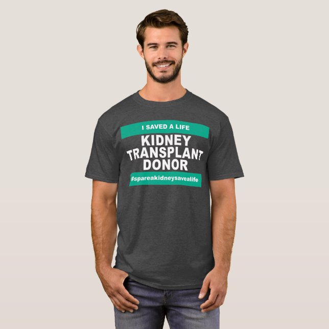 Camiseta Donante del trasplante del riñón - color oscuro (Anverso completo)