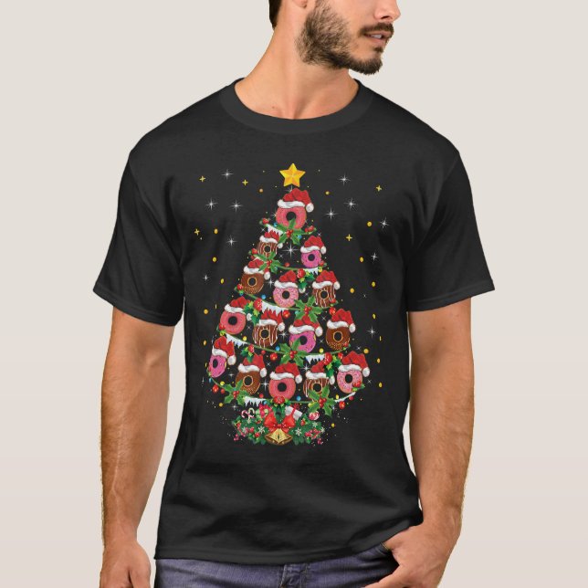 Camiseta Donar Papá Noel en el árbol de Navidad Donuts Fast (Anverso)