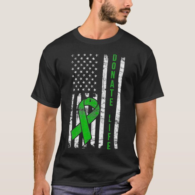 Camiseta Donar vida EE.UU. Órgano de la bandera de EE.UU. L (Anverso)