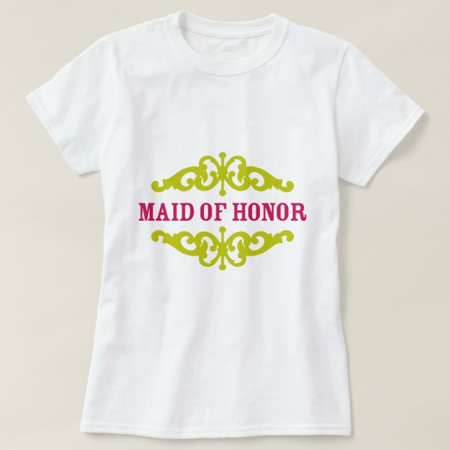 Camiseta doncella de honor (Hot Pink & Chartreuse) (Diseño del anverso)