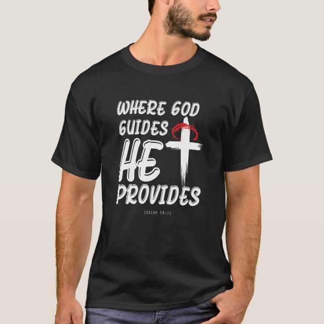 Camiseta Donde Dios guía que da esperanza de fe cristiana (Anverso)