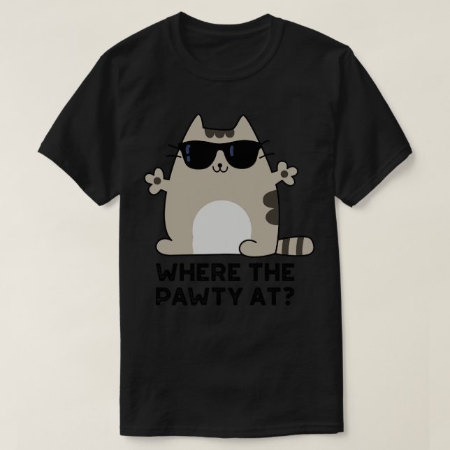 Camiseta Donde El Pawty En El Cute Fiesta Cat Pun (Diseño del anverso)