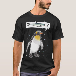 Camiseta ¿Dónde está el pescado? Pingüino preguntando sobre