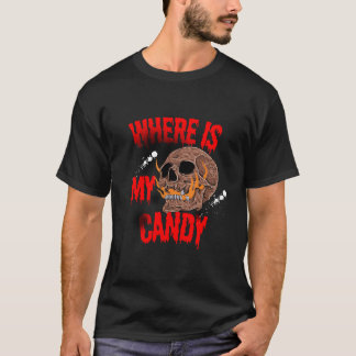 Camiseta Dónde Está Mi Caramelo - Calavera en Llamas Truco 