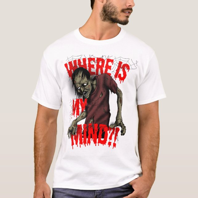Camiseta ¿Dónde Está Mi Mente? Diseño de Halloween Zombie (Anverso)