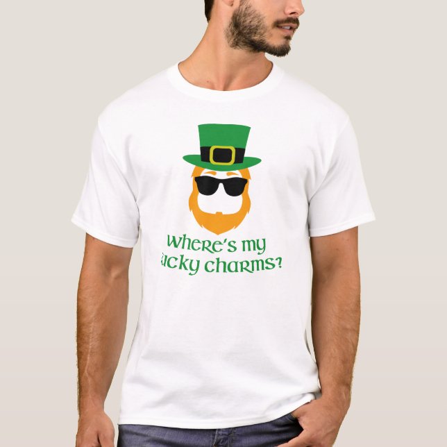 Camiseta ¿Dónde están mis encantos afortunados? Leprechaun (Anverso)