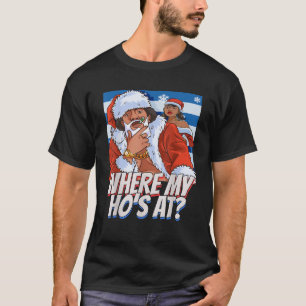 Camiseta Dónde están mis zorras Funny Christmas Pimp Santa