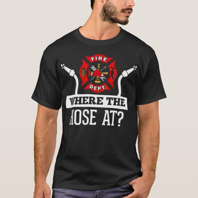 Camiseta Donde La Mano En El Divertido Bombero De Bomberos  (Anverso)