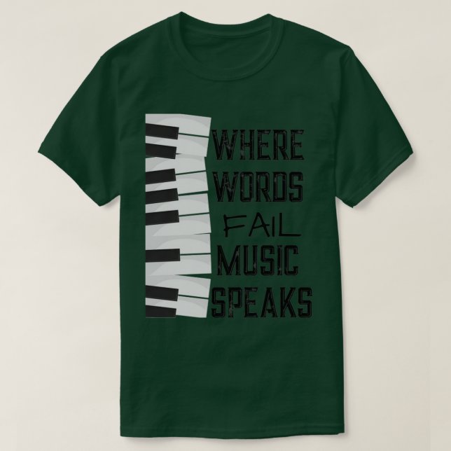 Camiseta Donde las palabras fallan Teclado Tema de música p (Diseño del anverso)