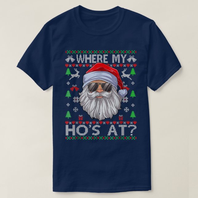 Camiseta Donde Mis Hos Con Navidades Feo Estilo De Sudadera (Diseño del anverso)