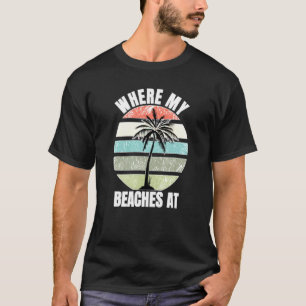 Camiseta Donde Mis Playas En Palm Tree Silhouette Retro Isl