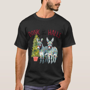 Camiseta Donk The Halls Donkey Christmas Tree Lights Xmas