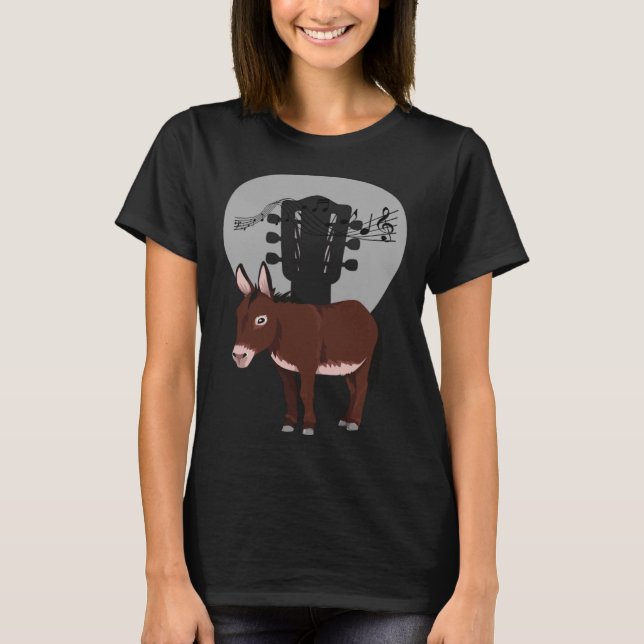 Camiseta Donkey Acustic Guitar and Music Notes Powerful Ani (Anverso)