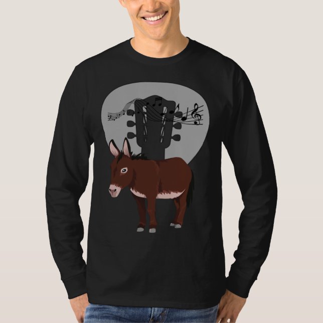 Camiseta Donkey Acustic Guitar and Music Notes Powerful Ani (Anverso)
