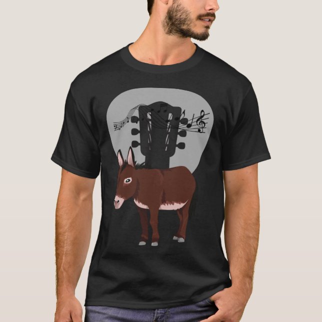 Camiseta Donkey Acustic Guitar and Music Notes Powerful Ani (Anverso)