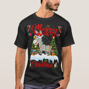Camiseta Donkey enciende Navidad Árbol de Navidad Gracioso 
