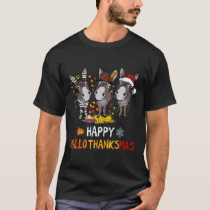 Camiseta Donkey Happy Hallothanksmas Love Donkey Farmer Tee
