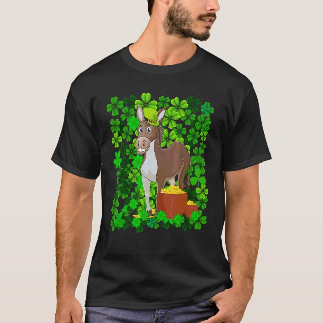 Camiseta Donkey Leprechaun Gorra Shamrock Lucky St Patricks (Anverso)