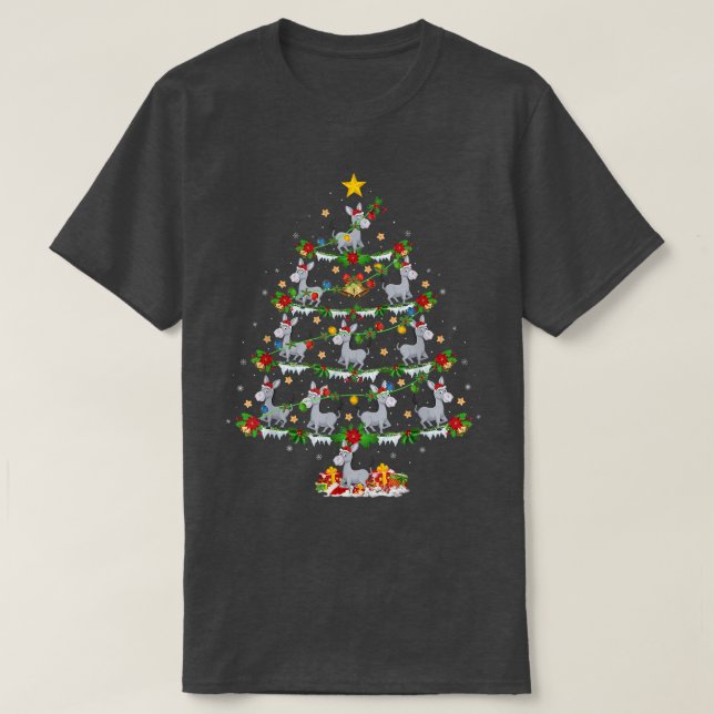 Camiseta Donkey Lover Xmas Lights Donkey Christmas Tree  (Diseño del anverso)